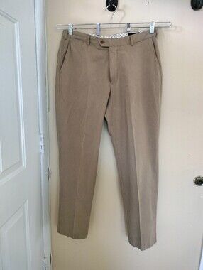 Scott Barber Mens Classic Silk Cotton Pants 38 Tan Khaki Office Business Casual